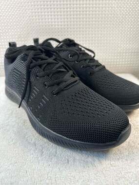 Shein Men's Black Knitted Mesh Breathable Walking Sneakers